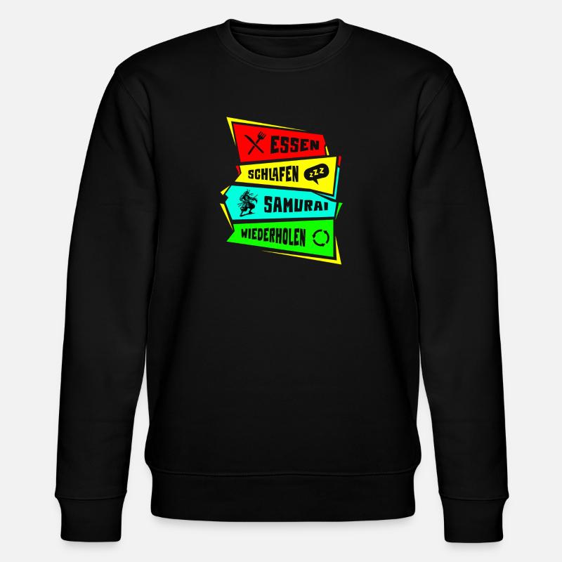 Samurai Eat Sleep Samurai Repeat - Stanley/Stella CHANGER Unisex Organic Sweatshirt - black