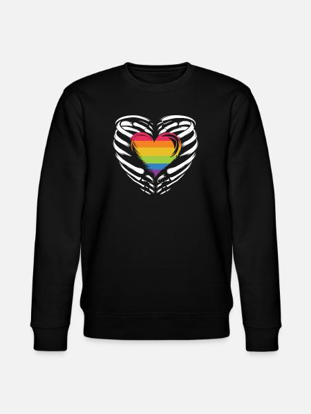 LGBTQ Pride Month - Rainbow Heart - Stanley/Stella CHANGER Unisex Organic Sweatshirt - black
