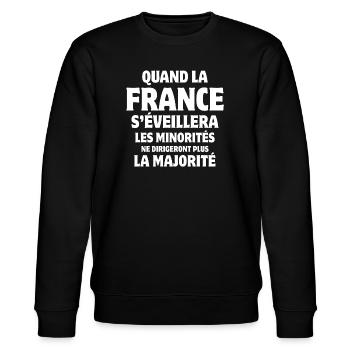France, je suis Français, vive la France - Sweat bio CHANGER Stanley/Stella Unisexe - noir - Devant - Nik (191cm) & Marisol (170cm)