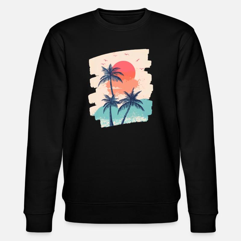 Beach Palm Trees Sunset Summer - Stanley/Stella CHANGER Unisex Organic Sweatshirt - black
