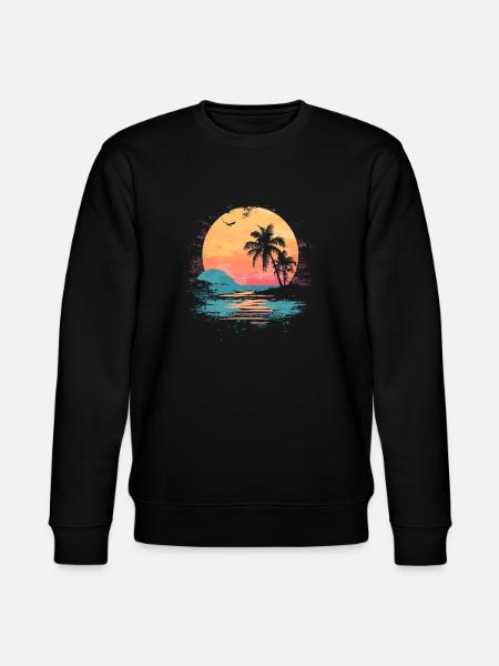 Palm Tree Sunset Summer Sun - Stanley/Stella CHANGER Unisex Organic Sweatshirt - black