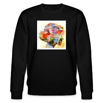 Optische Täuschung - Abstrakte Kunst - Stanley/Stella Unisex Bio-Sweatshirt CHANGER  - Schwarz - Vorne - Nik (191cm) & Marisol (170cm)