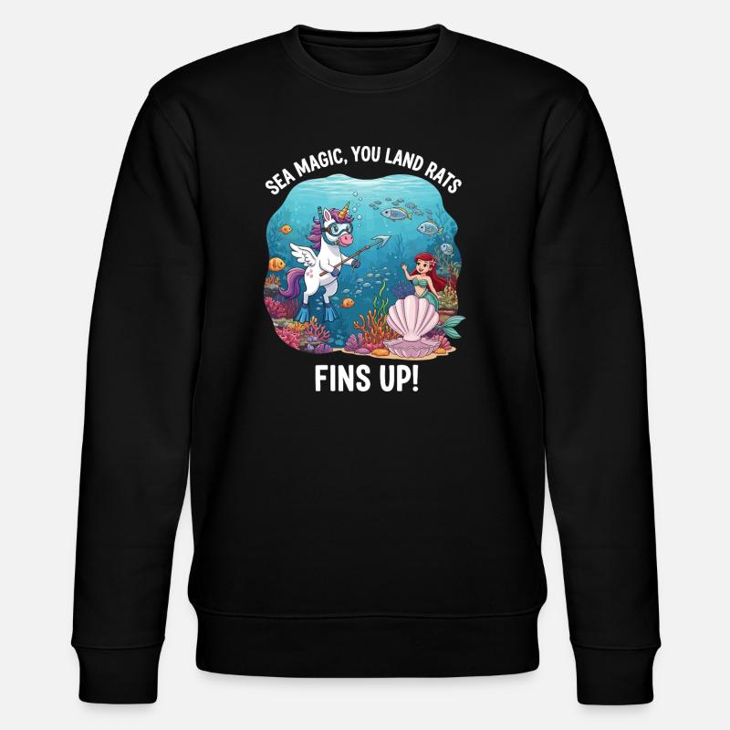Meeresmagie mit Einhorn - Stanley/Stella Unisex Bio-Sweatshirt CHANGER - Schwarz