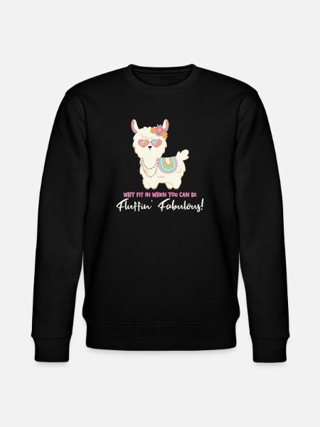 Søt alpakka med solbriller og morsomt ordtak - Stanley/Stella CHANGER økologisk unisex-sweatshirt - svart