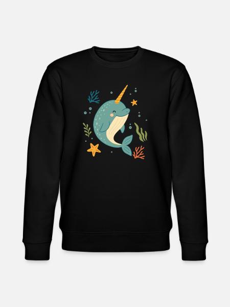 Narhval i havet – Havenes enhjørning - Stanley/Stella økologisk unisex-sweatshirt CHANGER  - sort