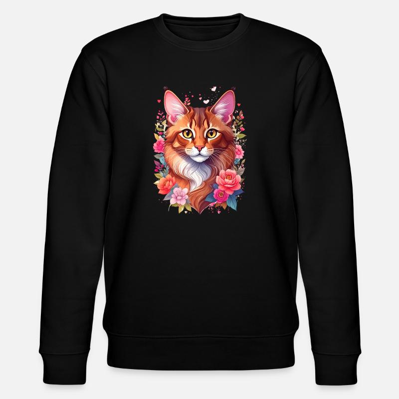 Somali Katze Portrait - Stanley/Stella Unisex Bio-Sweatshirt CHANGER  - Schwarz