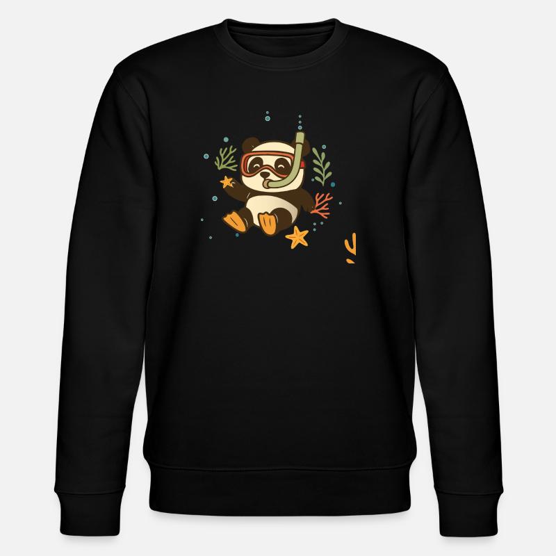 Schnorchelnder Panda im Meer - Stanley/Stella Unisex Bio-Sweatshirt CHANGER  - Schwarz