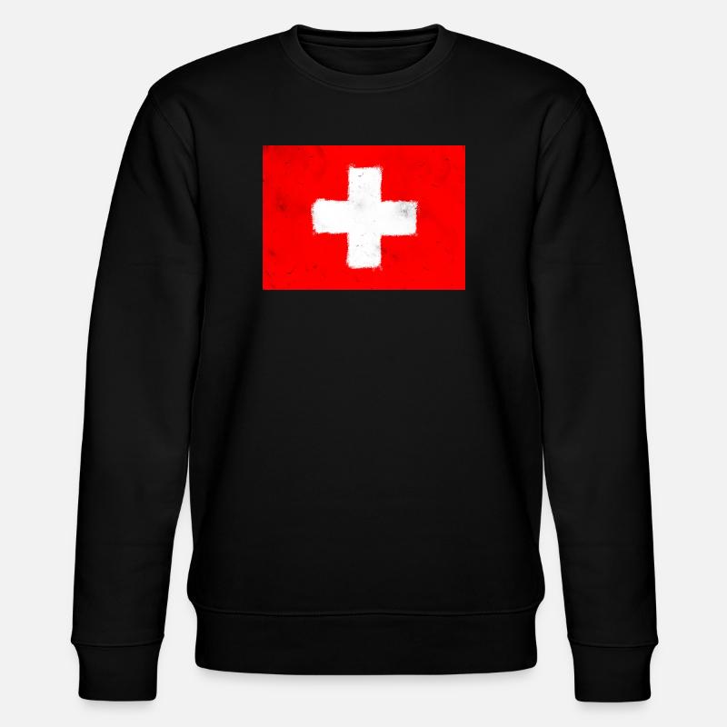 Flagge der Schweiz - Stanley/Stella Unisex Bio-Sweatshirt CHANGER - Schwarz