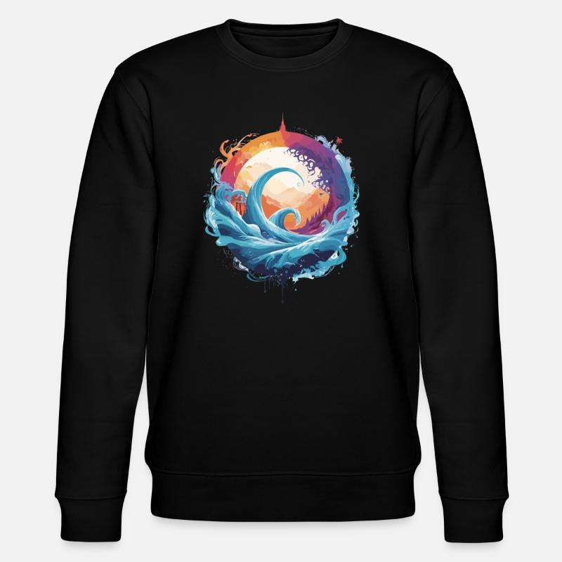 Dynamic wave and moon circle - Stanley/Stella CHANGER Unisex Organic Sweatshirt - black