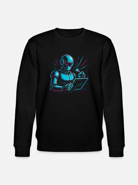 Roboter mit Laptop & Stift - Stanley/Stella Unisex Bio-Sweatshirt CHANGER - Schwarz