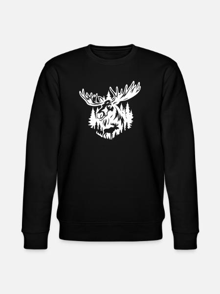 Majestic Moose Nature Illustration - Stanley/Stella CHANGER Unisex Organic Sweatshirt - black