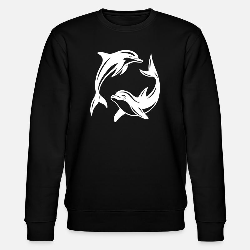 Swirling Dolphins Silhouette Design - Stanley/Stella CHANGER Unisex Organic Sweatshirt - black