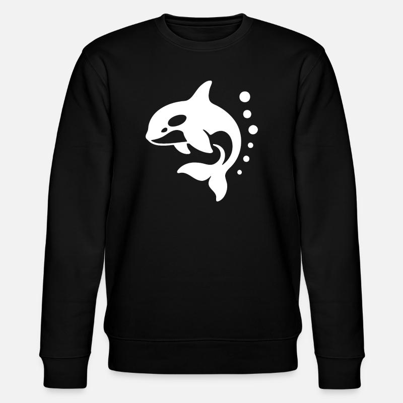 Minimalistisches Delfin-Silhouetten-Design - Stanley/Stella Unisex Bio-Sweatshirt CHANGER  - Schwarz