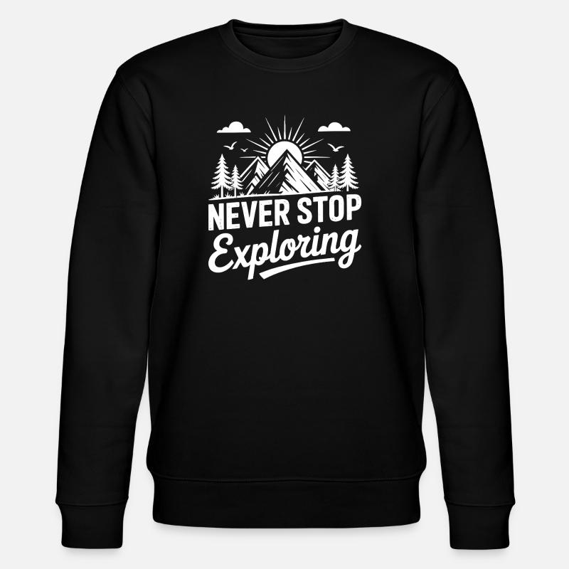 Mountains - Never Stop Exploring - Stanley/Stella CHANGER Unisex Organic Sweatshirt - black