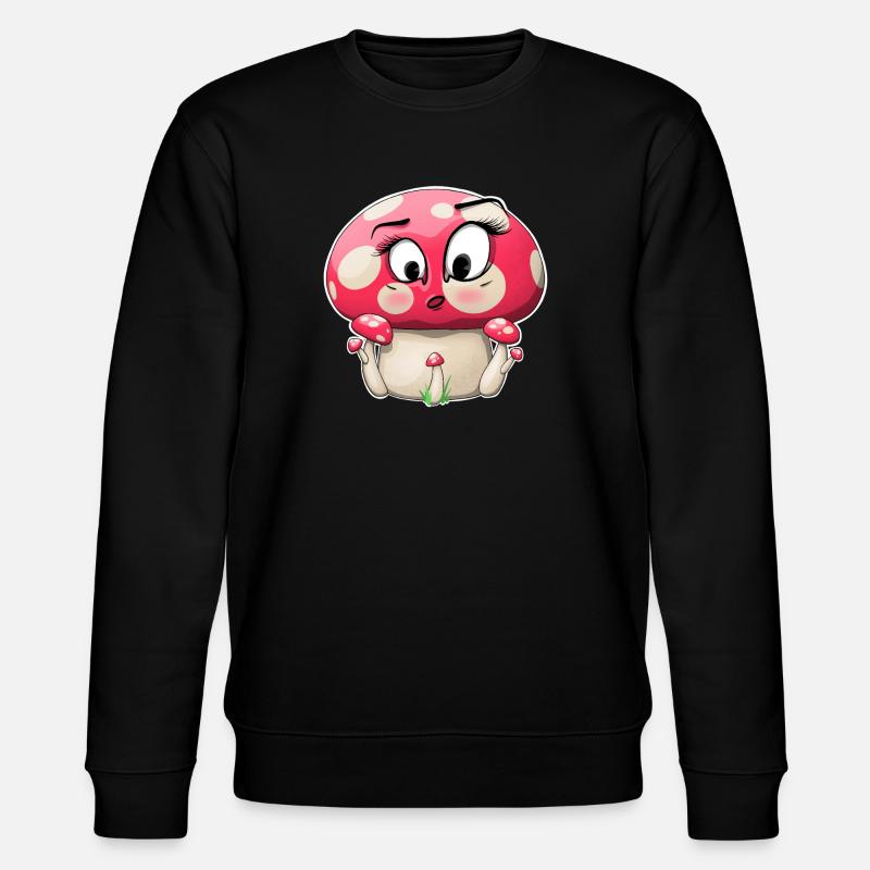 Cute Pink Mushroom Character Design - Stanley/Stella CHANGER Unisex Organic Sweatshirt - black