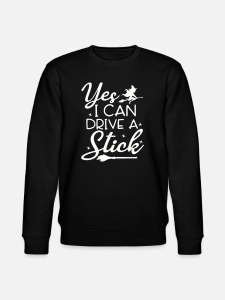 Whimsical Witch Riding Broom Illustration - Stanley/Stella CHANGER Unisex Organic Sweatshirt - black