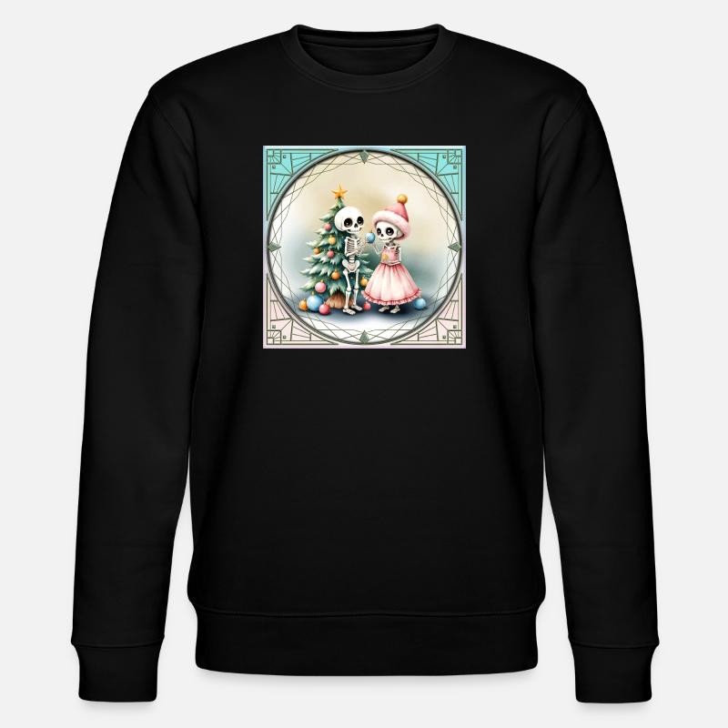 Weihnachtsschädel mit Baum und Süßigkeiten - Stanley/Stella Unisex Bio-Sweatshirt CHANGER  - Schwarz