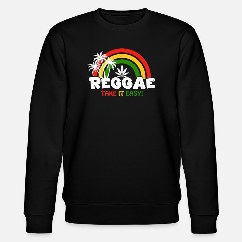 Reggae Vibe Regenbogen mit Cannabis-Motiv - Stanley/Stella Unisex Bio-Sweatshirt CHANGER  - Schwarz