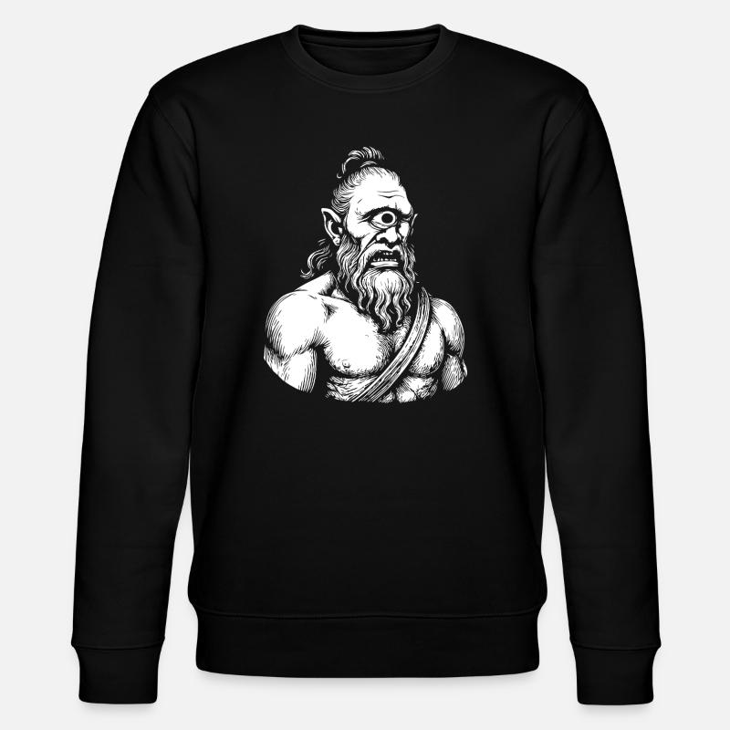 Mythical Cyclops Warrior Illustration - Stanley/Stella CHANGER Unisex Organic Sweatshirt - black