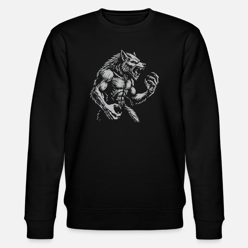 Fierce warewolf Illustration - Stanley/Stella CHANGER Unisex Organic Sweatshirt - black