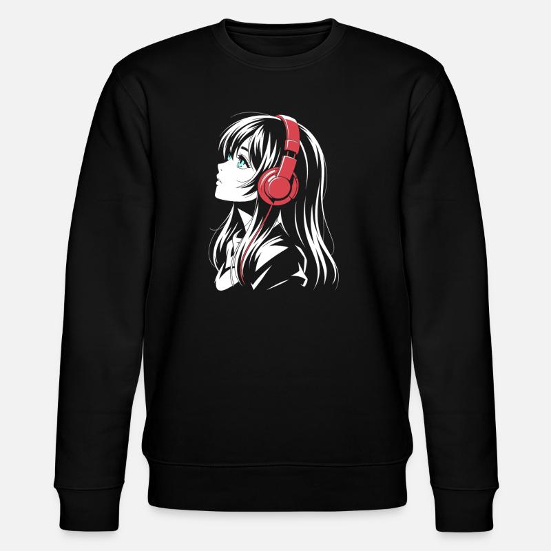 Anime Girl mit Kopfhörer Design - Stanley/Stella Unisex Bio-Sweatshirt CHANGER  - Schwarz