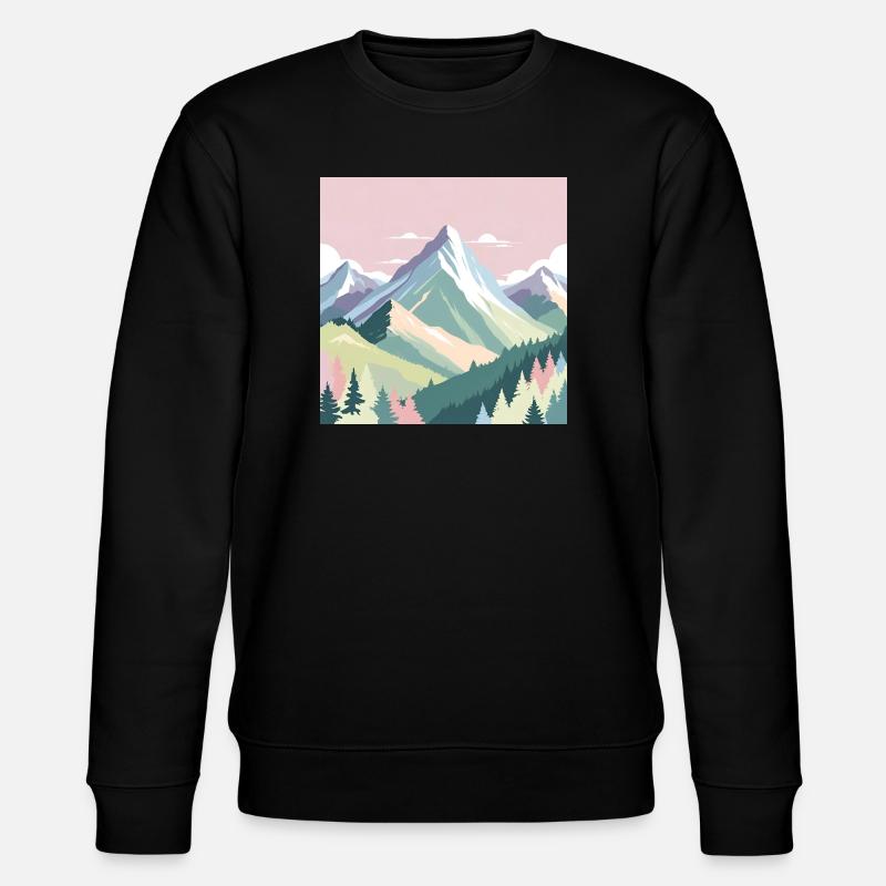 Abstrakte Berglandschaft mit Pastellfarben - Stanley/Stella Unisex Bio-Sweatshirt CHANGER - Schwarz