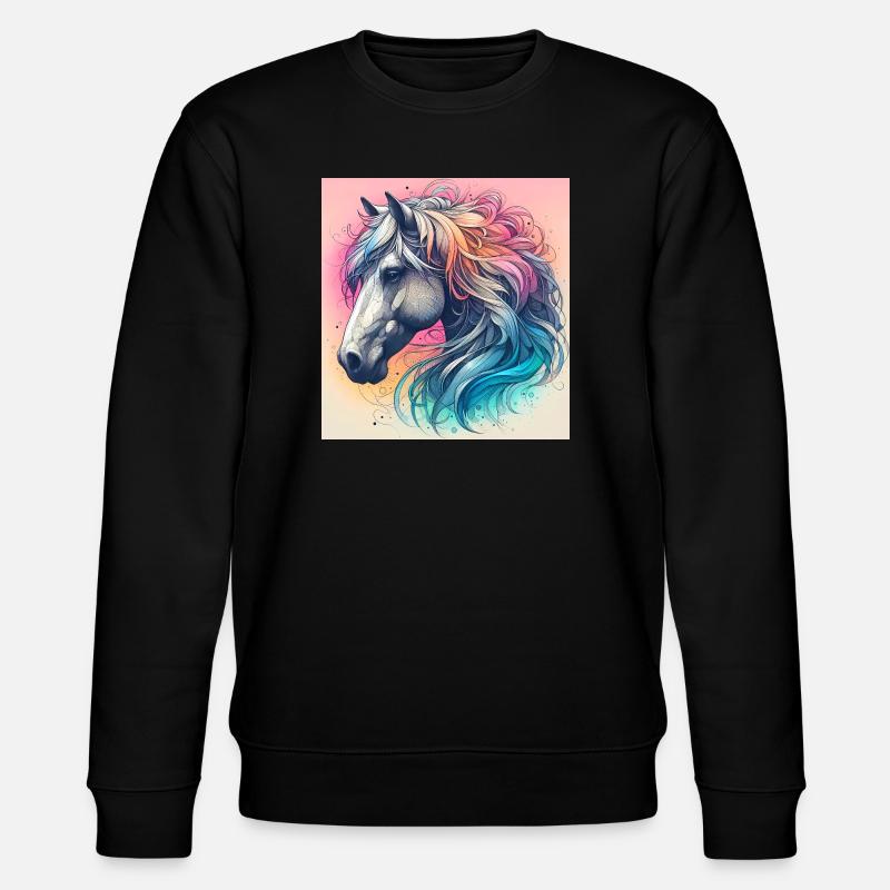 Pferd - Stanley/Stella Unisex Bio-Sweatshirt CHANGER  - Schwarz