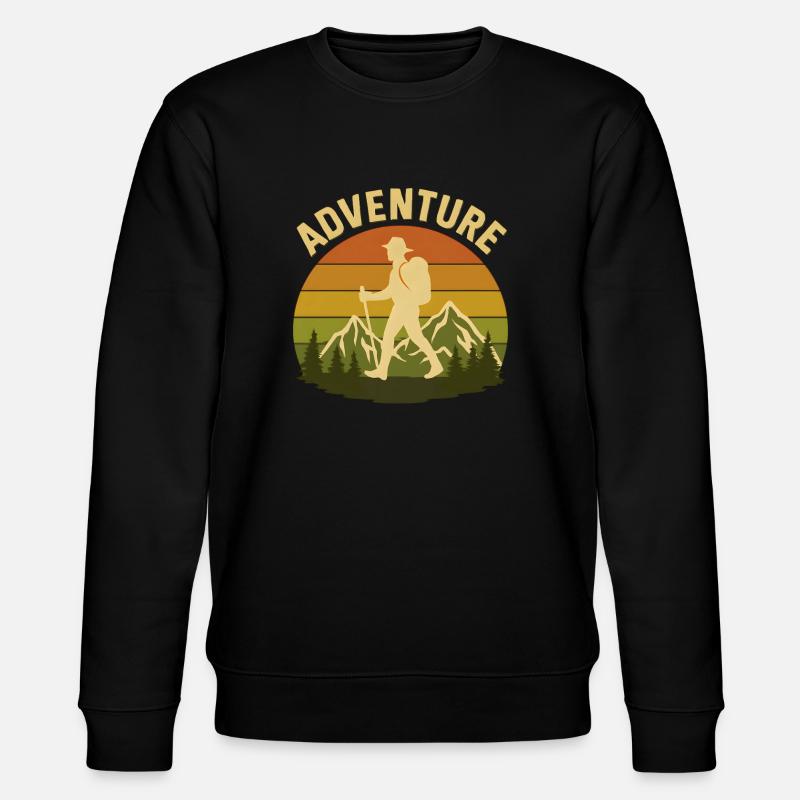 Wandern Wanderer Retro - Stanley/Stella Unisex Bio-Sweatshirt CHANGER  - Schwarz
