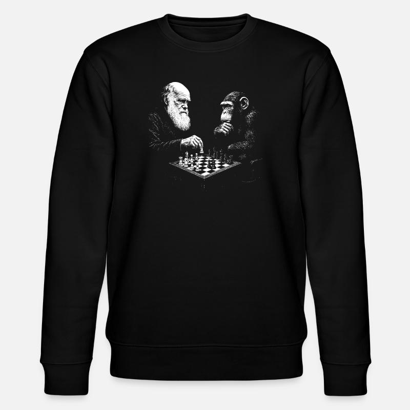 Charles Darwin spielt Schach mit Affe - Stanley/Stella Unisex Bio-Sweatshirt CHANGER  - Schwarz
