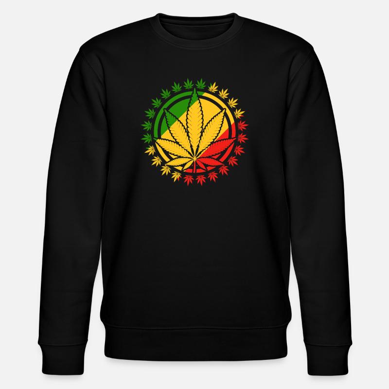 Rasta-inspiriertes Cannabisblatt-Design - Stanley/Stella Unisex Bio-Sweatshirt CHANGER  - Schwarz