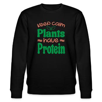 Keep Calm Plants Have Protein - Vegan Vegetarian - Sweat bio CHANGER Stanley/Stella Unisexe - noir - Devant - Nik (191cm) & Marisol (170cm)