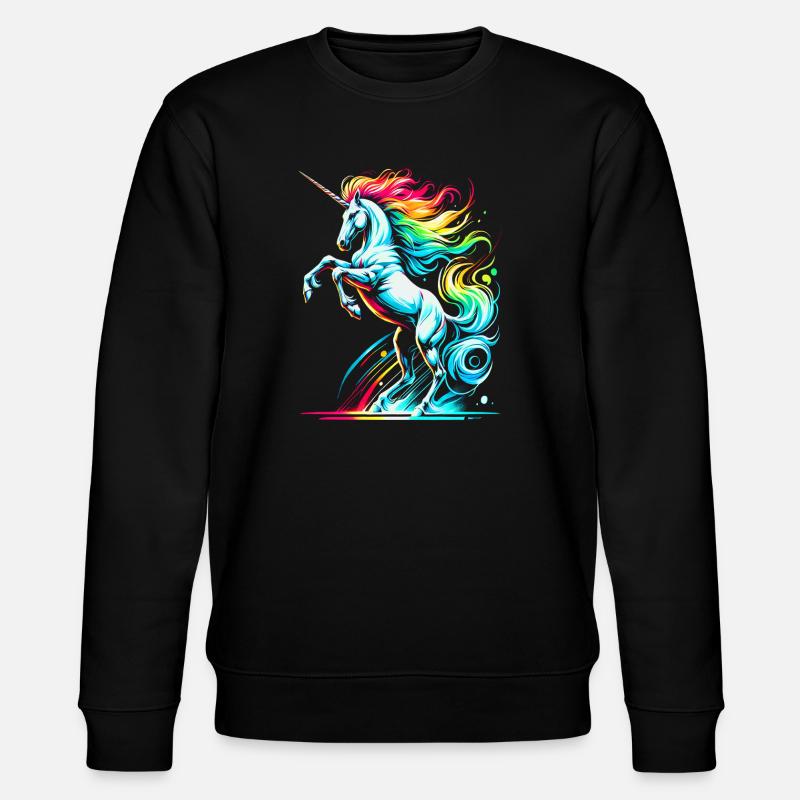 Lebendige Neon-Einhorn-Toleranz-Illustration - Stanley/Stella Unisex Bio-Sweatshirt CHANGER  - Schwarz