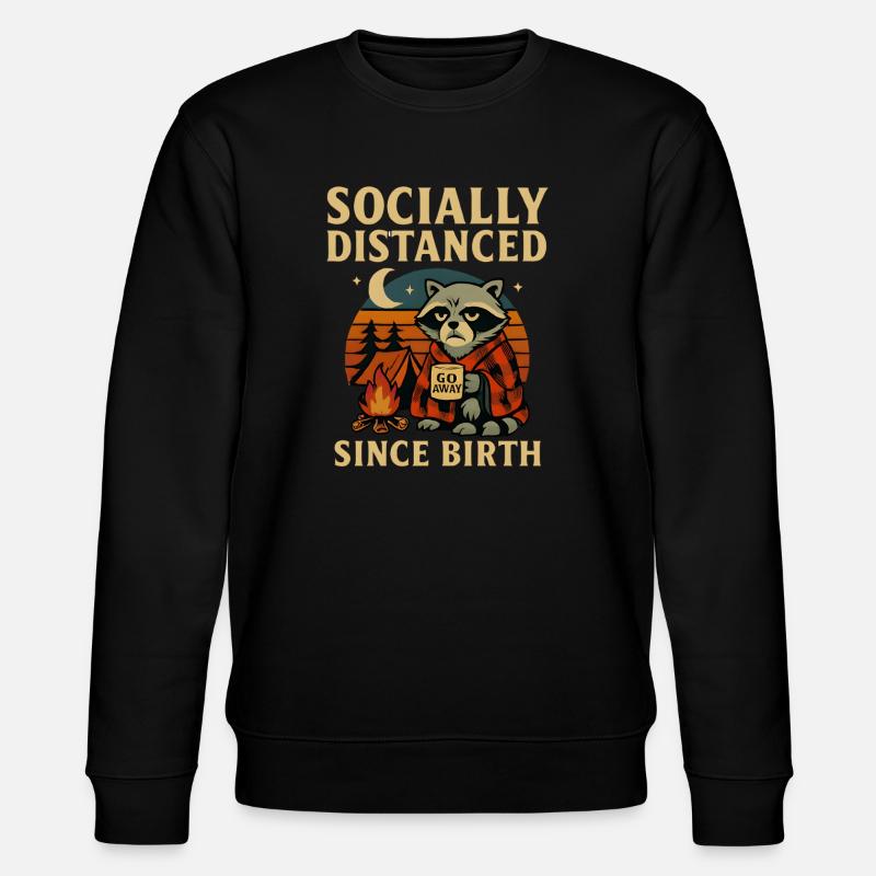 Nachtmütze Waschbär mit Tasse - Stanley/Stella Unisex Bio-Sweatshirt CHANGER  - Schwarz