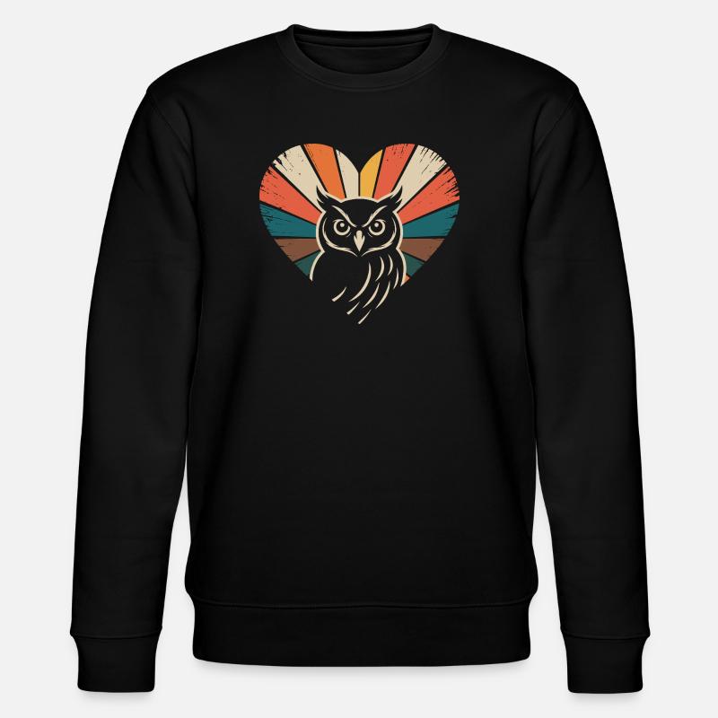 Coeur avec hibou de style rétro - Sweat bio CHANGER Stanley/Stella Unisexe - noir