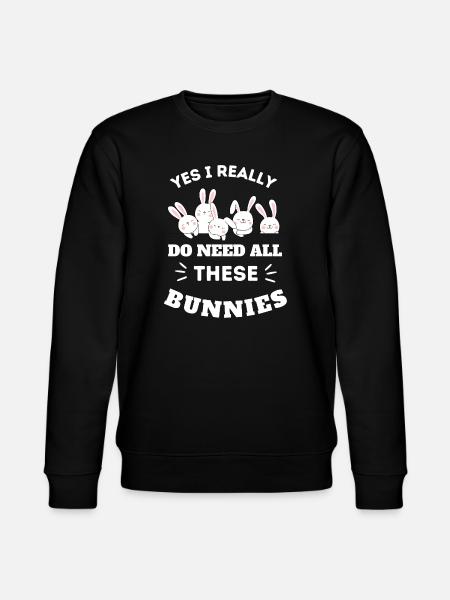 Whimsical Bunny Squad Tee Design - Stanley/Stella CHANGER Unisex Organic Sweatshirt - black