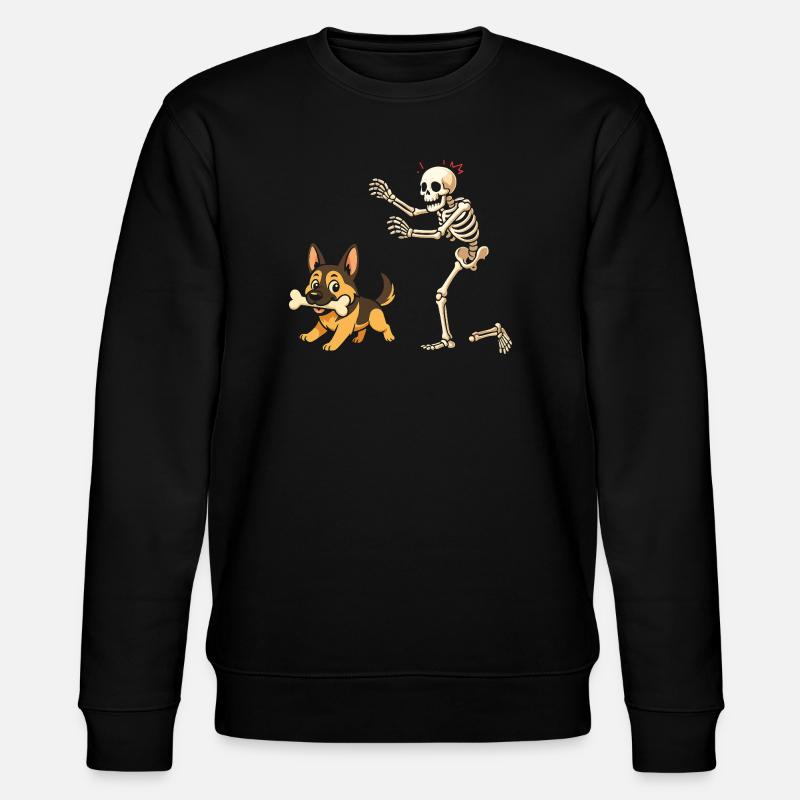German Shepherd Dog Skeleton - Stanley/Stella CHANGER Unisex Organic Sweatshirt - black
