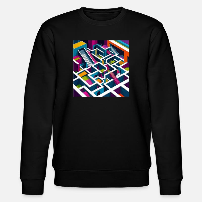 Abstractico Geometrisches Labyrinth - Stanley/Stella Unisex Bio-Sweatshirt CHANGER  - Schwarz