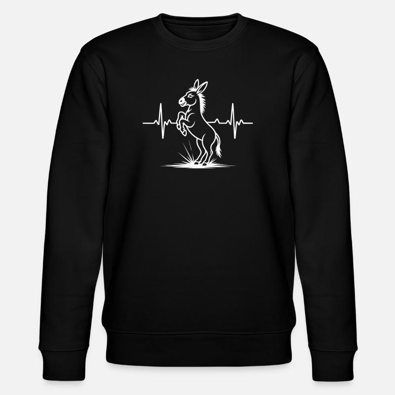 Esel mit Herzschlaglinie - Stanley/Stella Unisex Bio-Sweatshirt CHANGER  - Schwarz