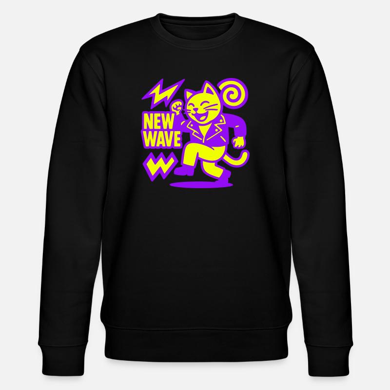 New Wave Cat - Stanley/Stella Unisex Bio-Sweatshirt CHANGER  - Schwarz