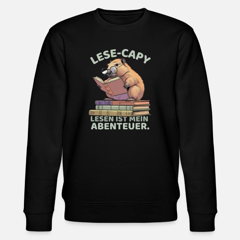 Lese - Capybara: Der Bücherwurm - Stanley/Stella Unisex Bio-Sweatshirt CHANGER  - Schwarz