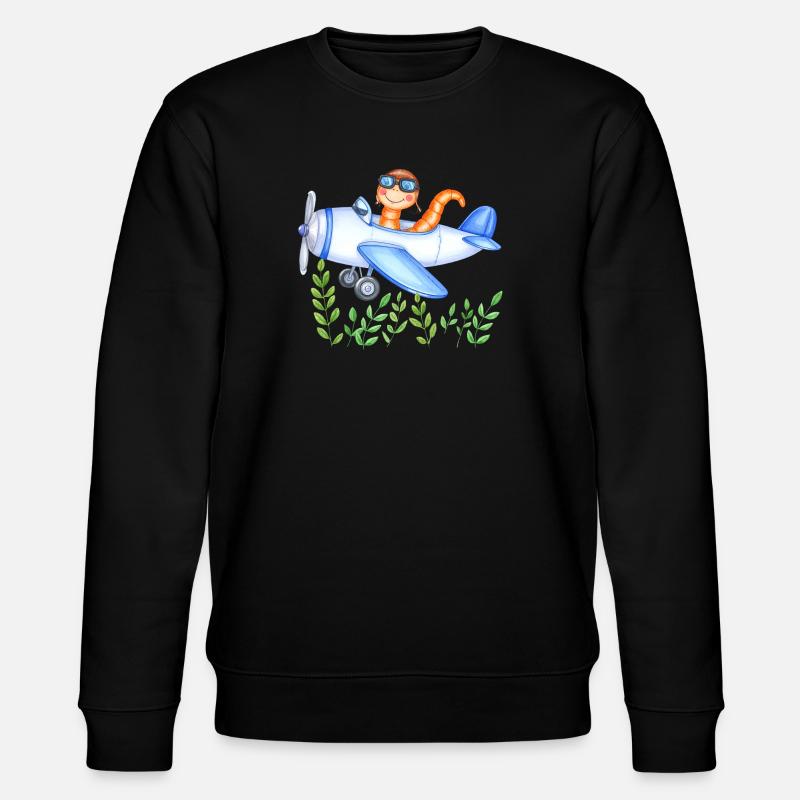 Regenwurm-Pilot rettet die Welt - Stanley/Stella Unisex Bio-Sweatshirt CHANGER  - Schwarz