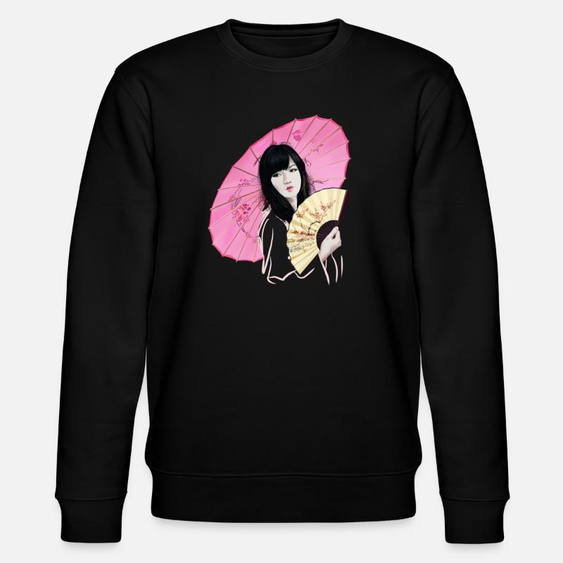 Beauté asiatique avec un parapluie rose - Sweat bio CHANGER Stanley/Stella Unisexe - noir