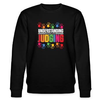 Autistisch Autismus Understanding Before Judging - Stanley/Stella Unisex Bio-Sweatshirt CHANGER  - Schwarz - Vorne - Nik (191cm) & Marisol (170cm)