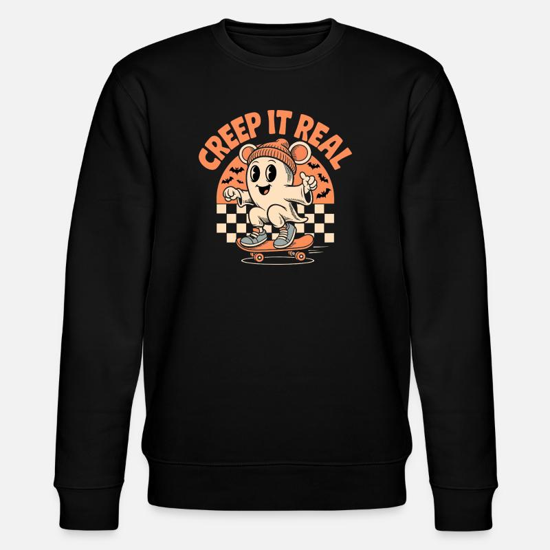 Creep It Real Ghost Skateboard - Stanley/Stella Unisex Bio-Sweatshirt CHANGER  - Schwarz