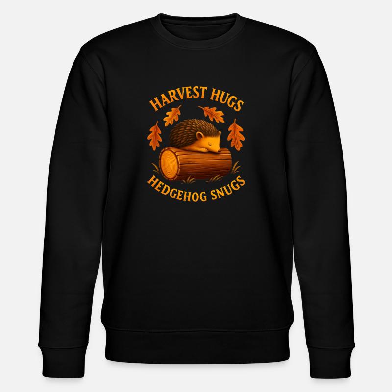 Herbstlicher Igel mit Holzstamm - Stanley/Stella Unisex Bio-Sweatshirt CHANGER  - Schwarz