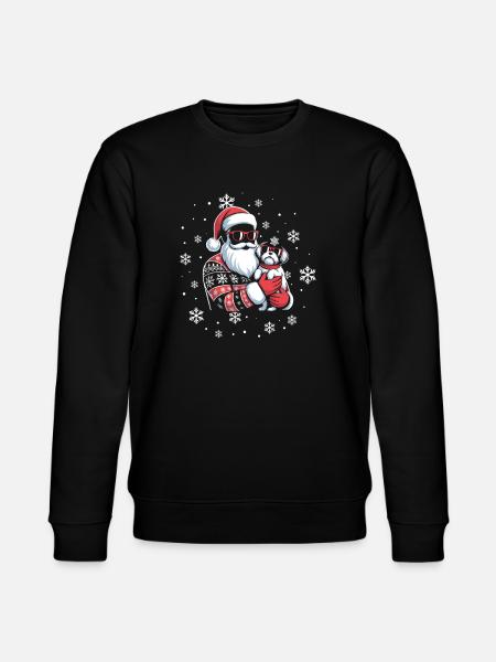 Santa Feo Navidad y perro - Sudadera ecológica unisex CHANGER de Stanley/Stella - negro