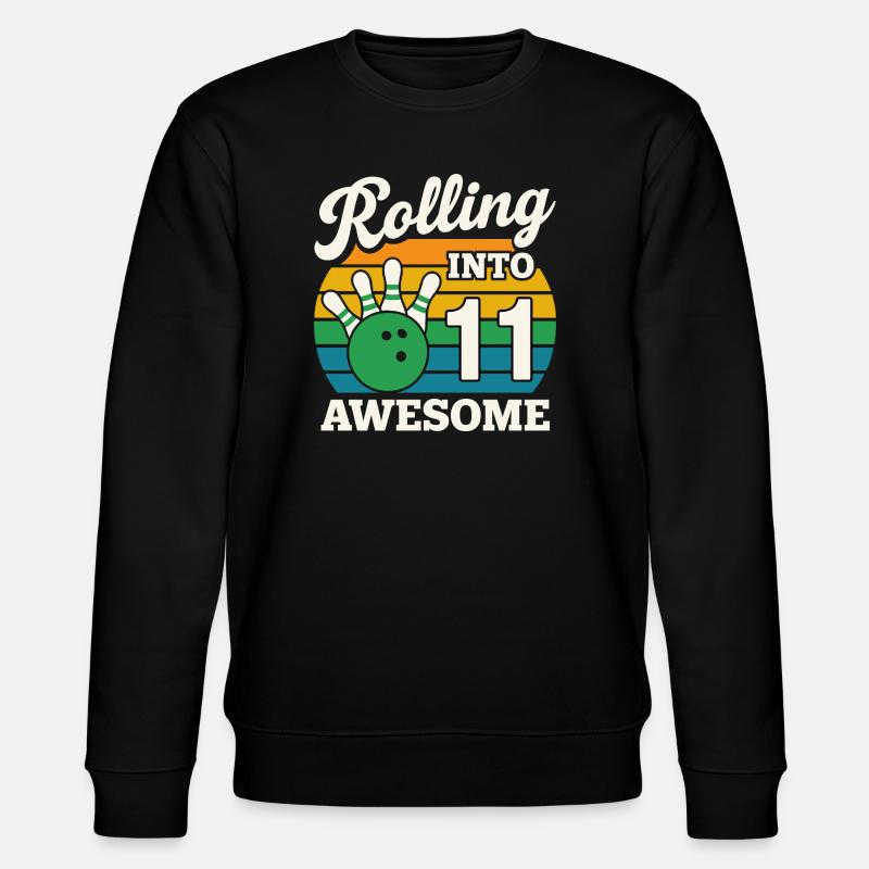Retro 11 Bowling Celebration Tee - Stanley/Stella CHANGER Unisex Organic Sweatshirt - black