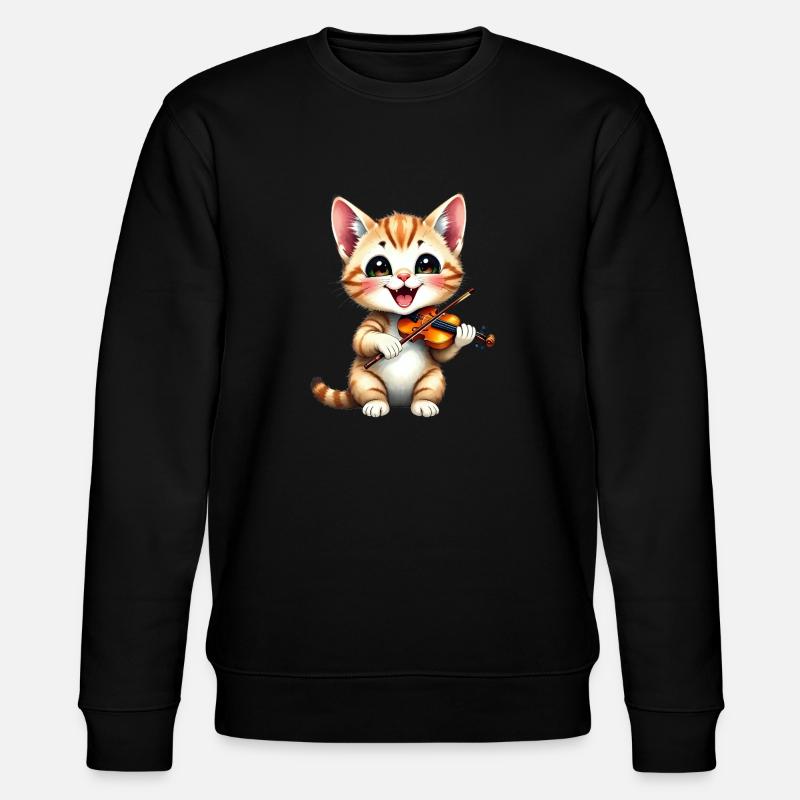 Kätzchen spielt Geige - Stanley/Stella Unisex Bio-Sweatshirt CHANGER  - Schwarz