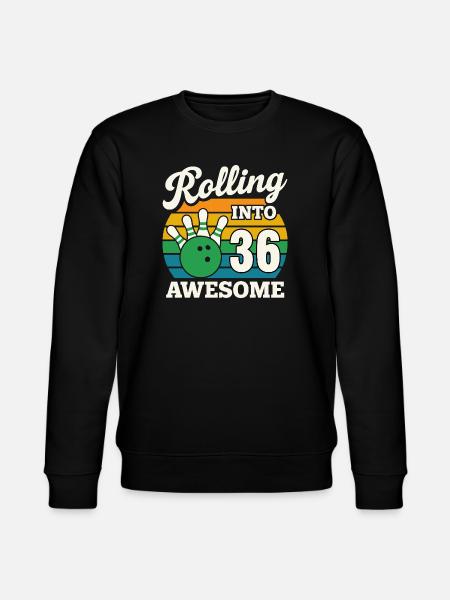 Retro Bowling 36th Birthday Graphic - Stanley/Stella CHANGER Unisex Organic Sweatshirt - black