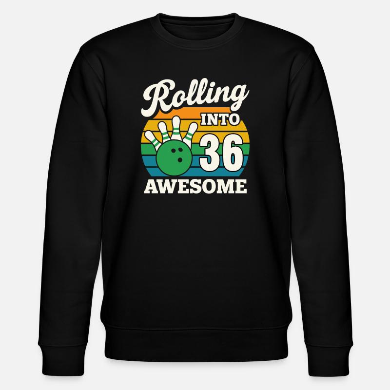 Retro Bowling 36th Birthday Graphic - Stanley/Stella CHANGER Unisex Organic Sweatshirt - black